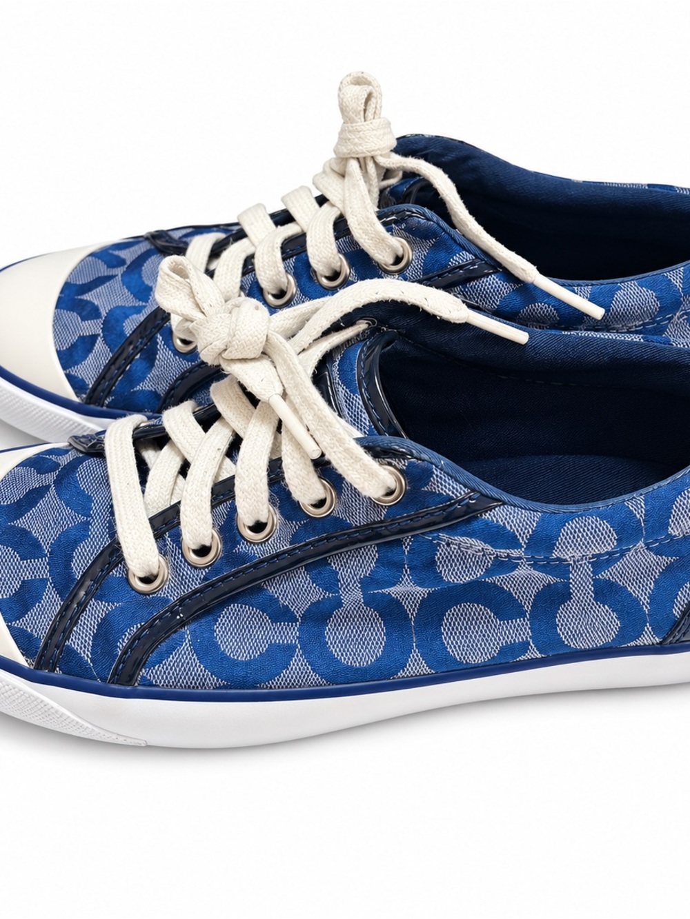 Coach Women's Blue Signature Canvas Low Top Sneakers size 8.5B - Picture 3 of 9